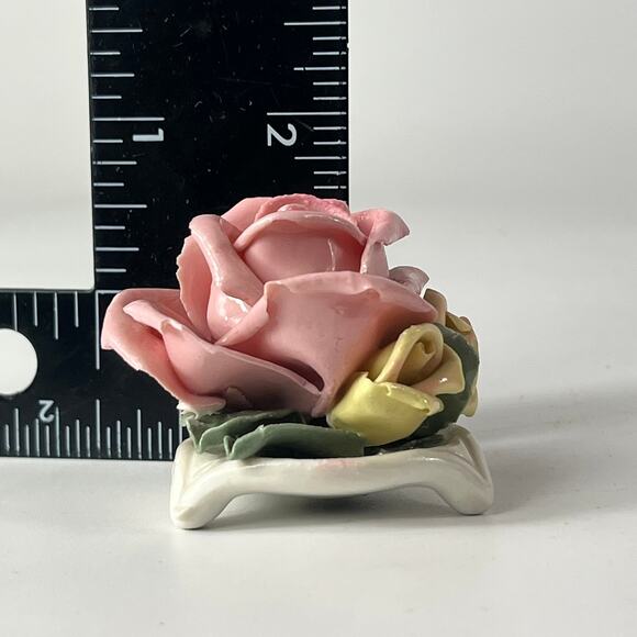 x8 1940s Kronach Bavarian Porcelain Dusty Pink Rose Flower Figurine 1.5" Bisque - Picture 12 of 15